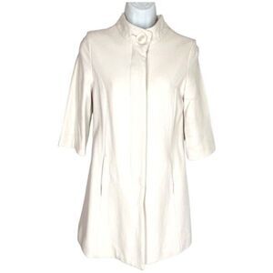 Vintage Anthropologie Wool Blend Coat XS Ivory Cream Big Buttons 3/4 Sleeve